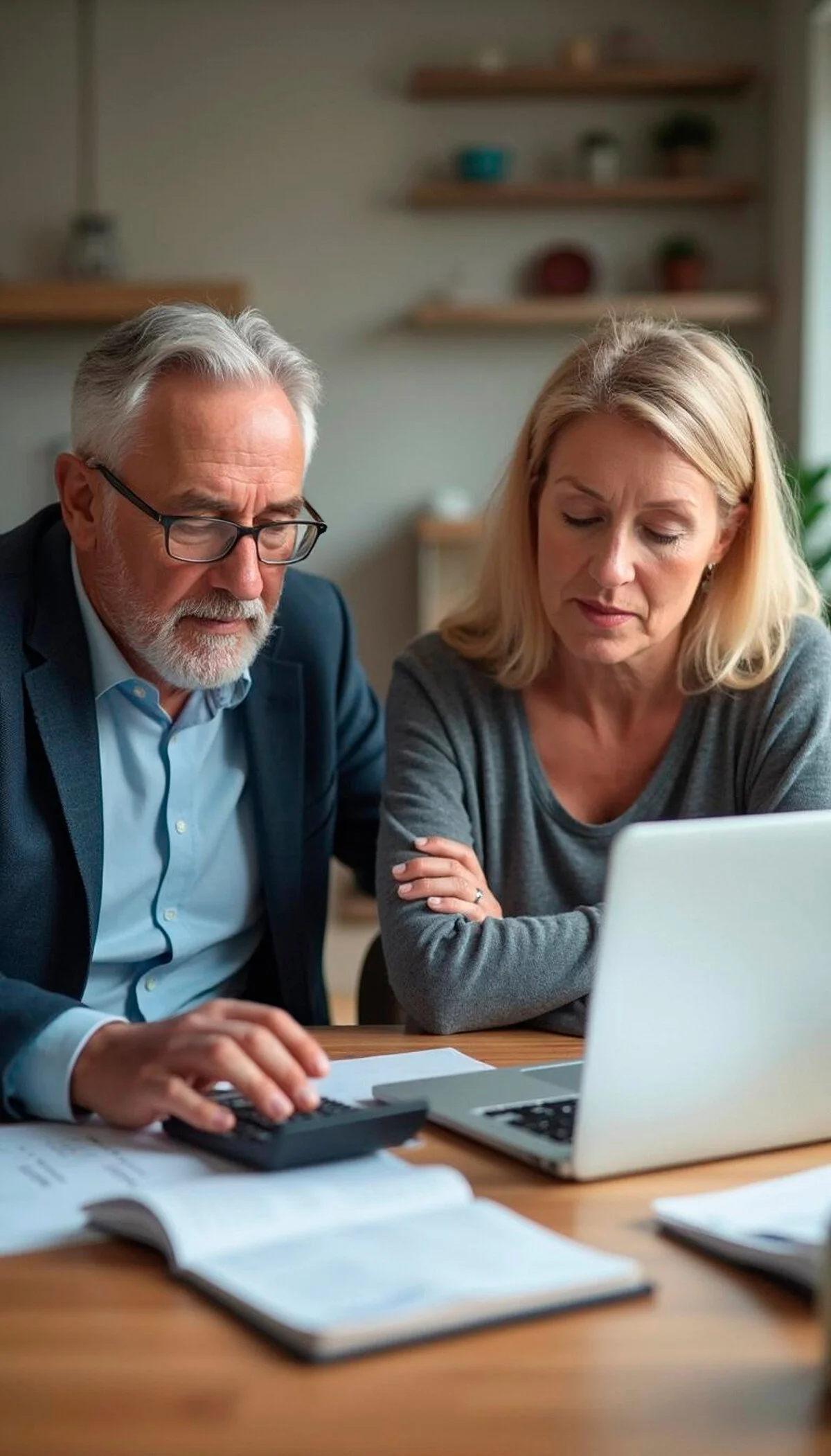 Household reviewing payslips and tax paperwork at a table